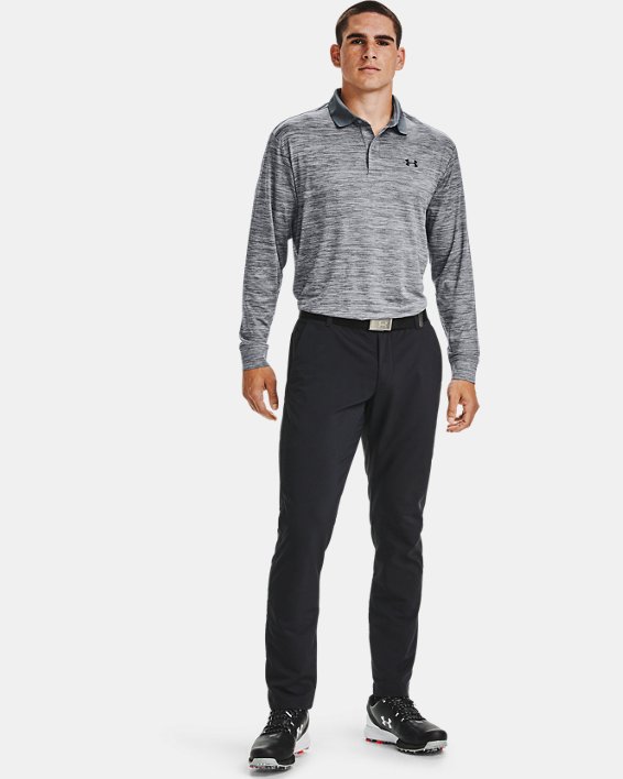 Men's UA Performance Textured Long Sleeve Polo, Gray, pdpMainDesktop image number 0
